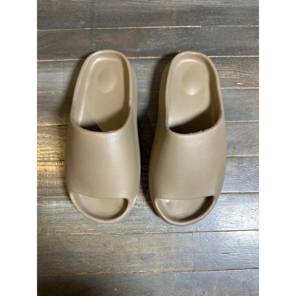 Foam Slide Sandals Earth Tone Khaki Brown Platform Slides Size 40-41